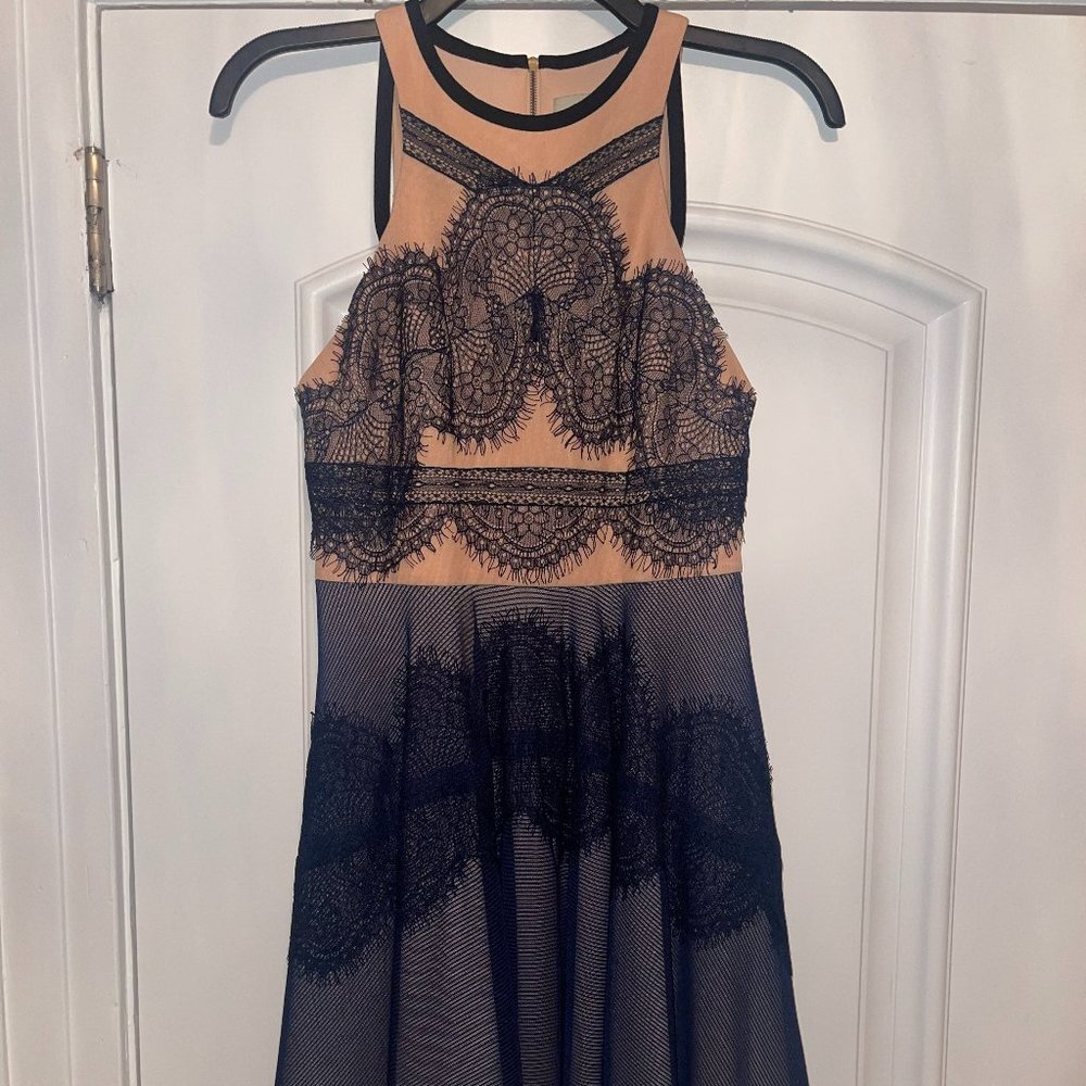 Three Floor Blue two-toned cocktail Dress